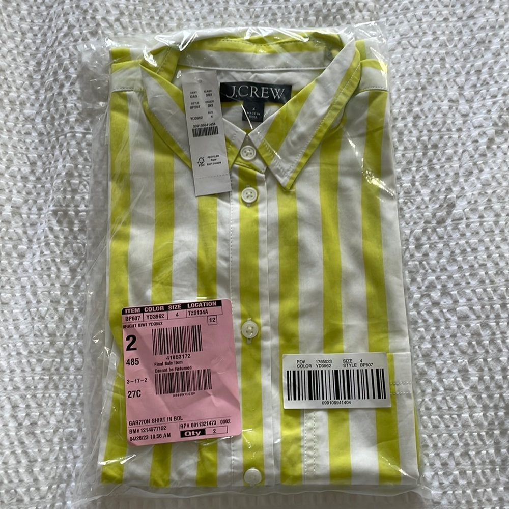 Brand New Jcrew shirt size 4 color bright kiwi - Picture 2 of 5